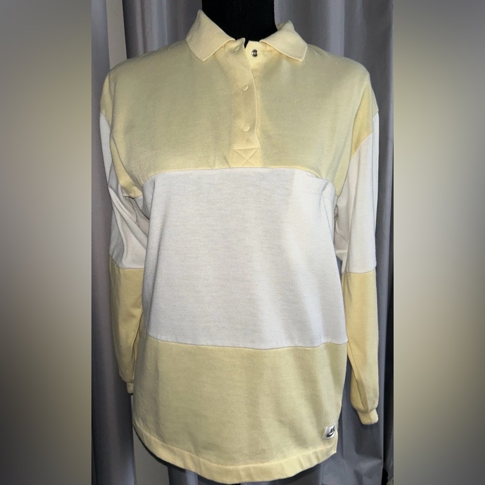 Vintage Nike Polo Long Sleeve 1/4 Button Snap Shirt Top Womens Medium Yellow
